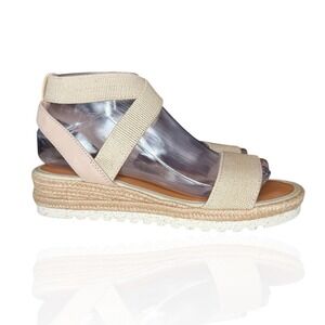 NEW Lucky Brand Thimba Espadrille Wedge Sandals Beige Criss Cross Straps 7M Boho
